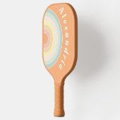 Gepersonaliseerde Retro Rainbow Pastel Pickleball Paddle (Links)
