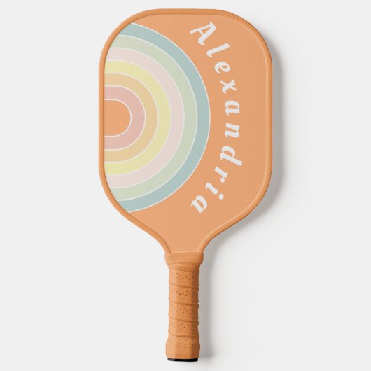 Gepersonaliseerde Retro Rainbow Pastel Pickleball Paddle (Achterkant)
