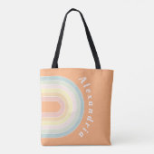 Gepersonaliseerde Retro Rainbow Pastel Tote Bag (Achterkant)
