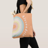 Gepersonaliseerde Retro Rainbow Pastel Tote Bag (Dichtbij)