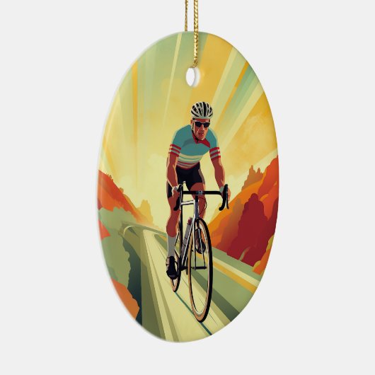 Gepersonaliseerde Retro Road Fietser Fiets Kerstmi Keramisch Ornament (Rechts)