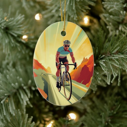 Gepersonaliseerde Retro Road Fietser Fiets Kerstmi Keramisch Ornament (Boom)