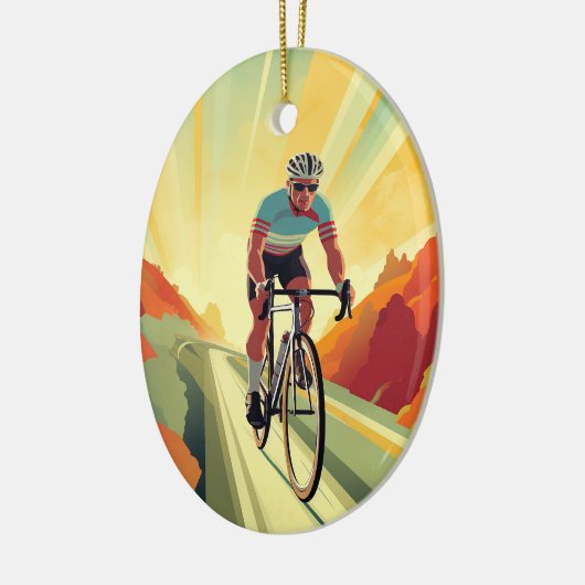Gepersonaliseerde Retro Road Fietser Fiets Kerstmi Keramisch Ornament (Links)
