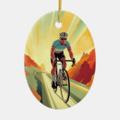 Gepersonaliseerde Retro Road Fietser Fiets Kerstmi Keramisch Ornament (Voorkant)