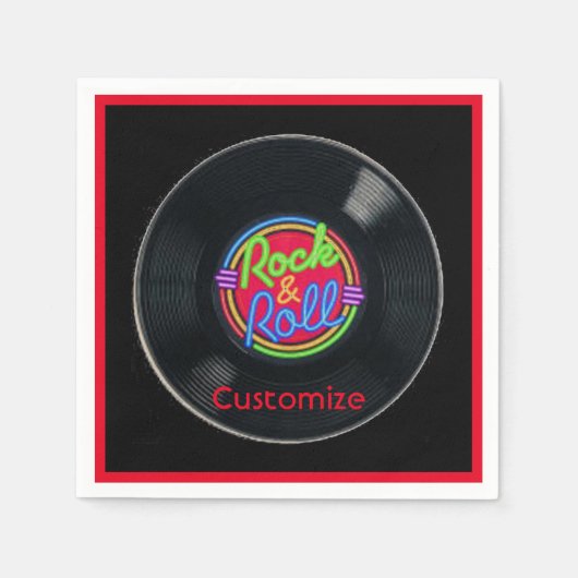 Gepersonaliseerde Retro Rock en Roll Vinyl Servet (Voorkant)