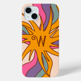 Gepersonaliseerde Retro roze, blauw, goud, bruin iPhone 15 Mini Hoesje