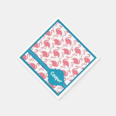 Gepersonaliseerde Retro Roze Flamingo Party servet (Hoek)