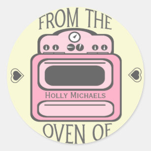 Gepersonaliseerde Retro Roze Oven Sticker