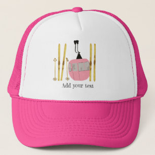 Gepersonaliseerde retro roze skilift gondel trucker pet