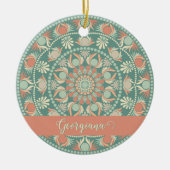Gepersonaliseerde  Retro Sage en Sand Mandala Keramisch Ornament (Voorkant)