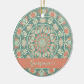 Gepersonaliseerde  Retro Sage en Sand Mandala Keramisch Ornament (Links)