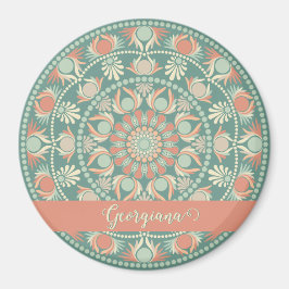 Gepersonaliseerde  Retro Sage en Sand Mandala Magneet