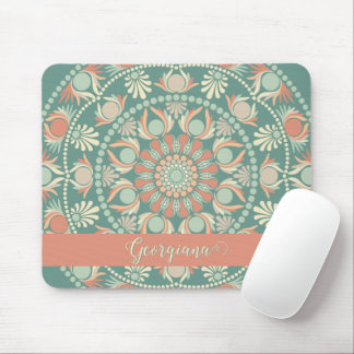 Gepersonaliseerde Retro Sage en Sand Mandala Muismat