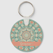 Gepersonaliseerde  Retro Sage en Sand Mandala Sleutelhanger (Achterkant)