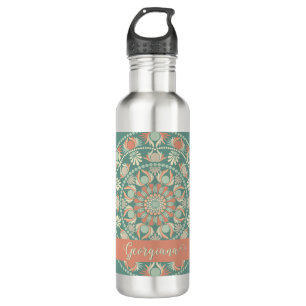 Gepersonaliseerde Retro Sage en Sand Mandala Waterfles