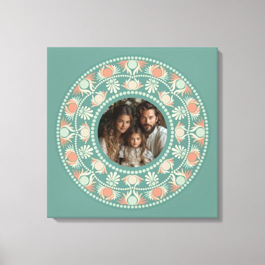 Gepersonaliseerde Retro Sage & Sand Mandala Foto L Canvas Afdruk (Voorkant)