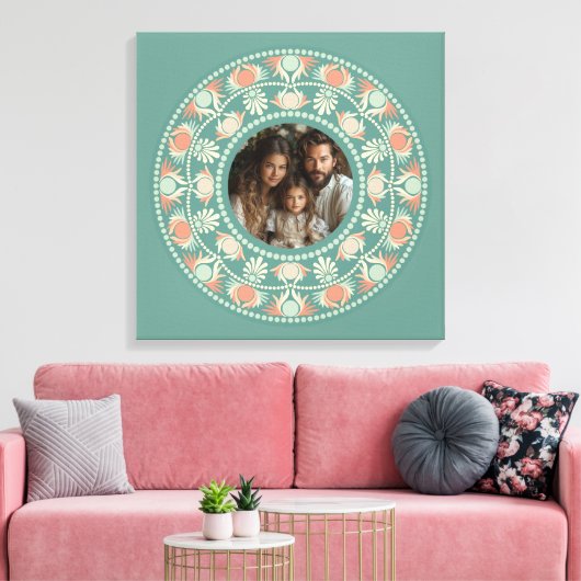 Gepersonaliseerde Retro Sage & Sand Mandala Foto L Canvas Afdruk (Insitu (Woonkamer))