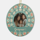 Gepersonaliseerde Retro Sage & Sand Mandala Foto L Keramisch Ornament (Links)