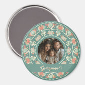 Gepersonaliseerde Retro Sage & Sand Mandala Foto L Magneet (Voorkant / Achterkant)
