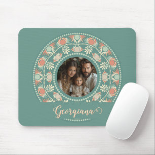 Gepersonaliseerde Retro Sage & Sand Mandala Foto L Muismat