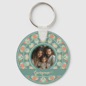Gepersonaliseerde Retro Sage & Sand Mandala Foto L Sleutelhanger (Voorkant)