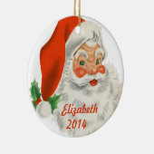 Gepersonaliseerde Retro Santa Claus Keramisch Ornament (Rechts)