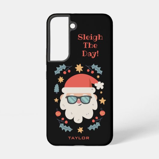 Gepersonaliseerde Retro Santa Claus Sleigh de dag Samsung Galaxy Hoesje (Achterkant)