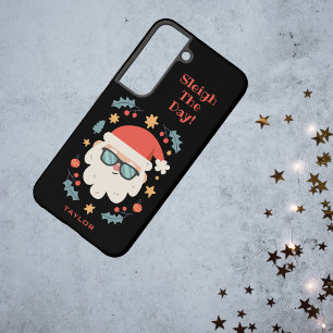 Gepersonaliseerde Retro Santa Claus Sleigh de dag Samsung Galaxy Hoesje