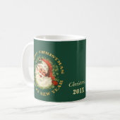 Gepersonaliseerde Retro Santa Koffiemok (Voorkant links)
