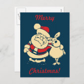 Gepersonaliseerde Retro Santa met Bericht Feestdagenkaart (Voorkant / Achterkant)