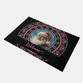 Gepersonaliseerde Retro Santa Pinkmas Floral Manda Deurmat (Schuin)