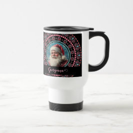 Gepersonaliseerde Retro Santa Pinkmas Floral Manda Reisbeker
