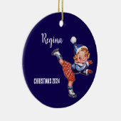 Gepersonaliseerde Retro Schaatsen Meisje Ornament (Rechts)