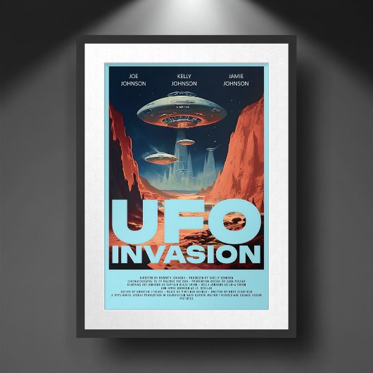 Gepersonaliseerde Retro Sci Fi UFO Home Theatre Fi Poster