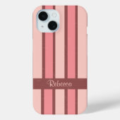 Gepersonaliseerde retro snoep streep roze op bruin Case-Mate iPhone case (Achterkant)