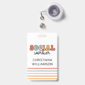 Gepersonaliseerde retro sociaal werker badge (Front with Retractable)