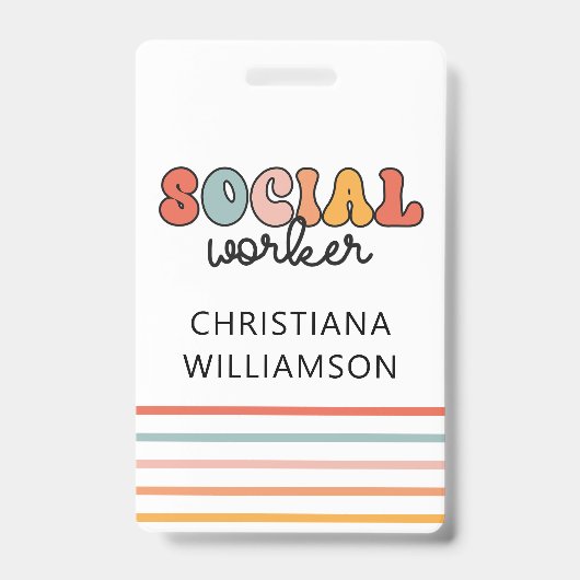 Gepersonaliseerde retro sociaal werker badge (Front)