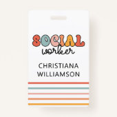 Gepersonaliseerde retro sociaal werker badge (Voorkant)
