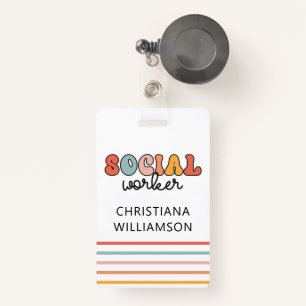 Gepersonaliseerde retro sociaal werker badge