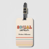 Gepersonaliseerde retro sociaal werker bagagelabel (Voorkant (verticaal))