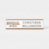 Gepersonaliseerde retro sociaal werker bureau naambordje (Voorkant)