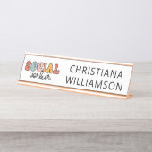 Gepersonaliseerde retro sociaal werker bureau naambordje (Voorkant)