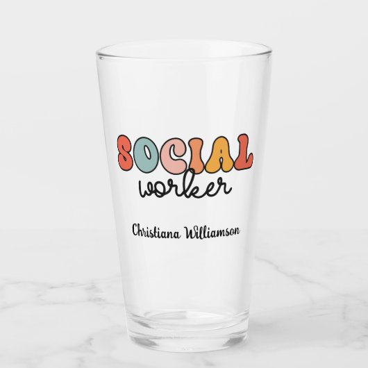 Gepersonaliseerde retro sociaal werker glas (Voorkant)