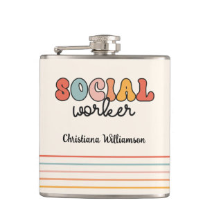 Gepersonaliseerde retro sociaal werker heupfles