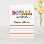 Gepersonaliseerde retro sociaal werker kaart (Gele Bloem)