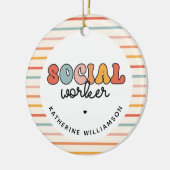 Gepersonaliseerde retro sociaal werker keramisch ornament (Links)