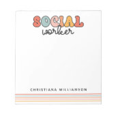 Gepersonaliseerde retro sociaal werker notitieblok (Voorkant)