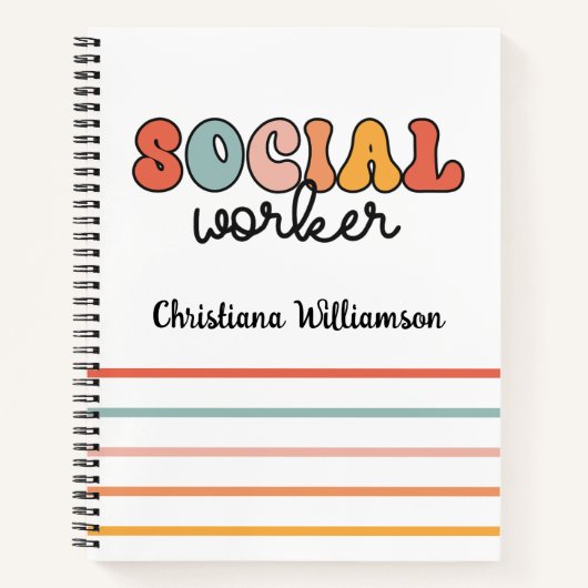 Gepersonaliseerde retro sociaal werker notitieboek (Voorkant)