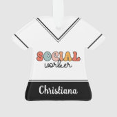 Gepersonaliseerde retro sociaal werker ornament (achterkant)