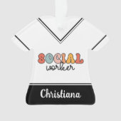Gepersonaliseerde retro sociaal werker ornament (voorkant)